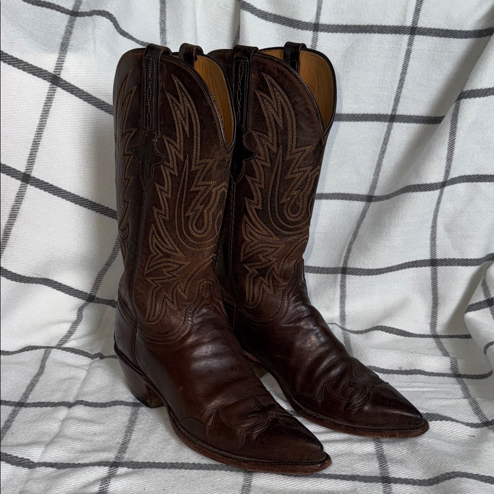 Lucchese Classics Men’s Leather Cowboy Boots in Rich Brown 8 - Picture 11 of 15